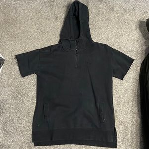 PacSun Hooded Shirt | Size Small | Black, Quarter Zip